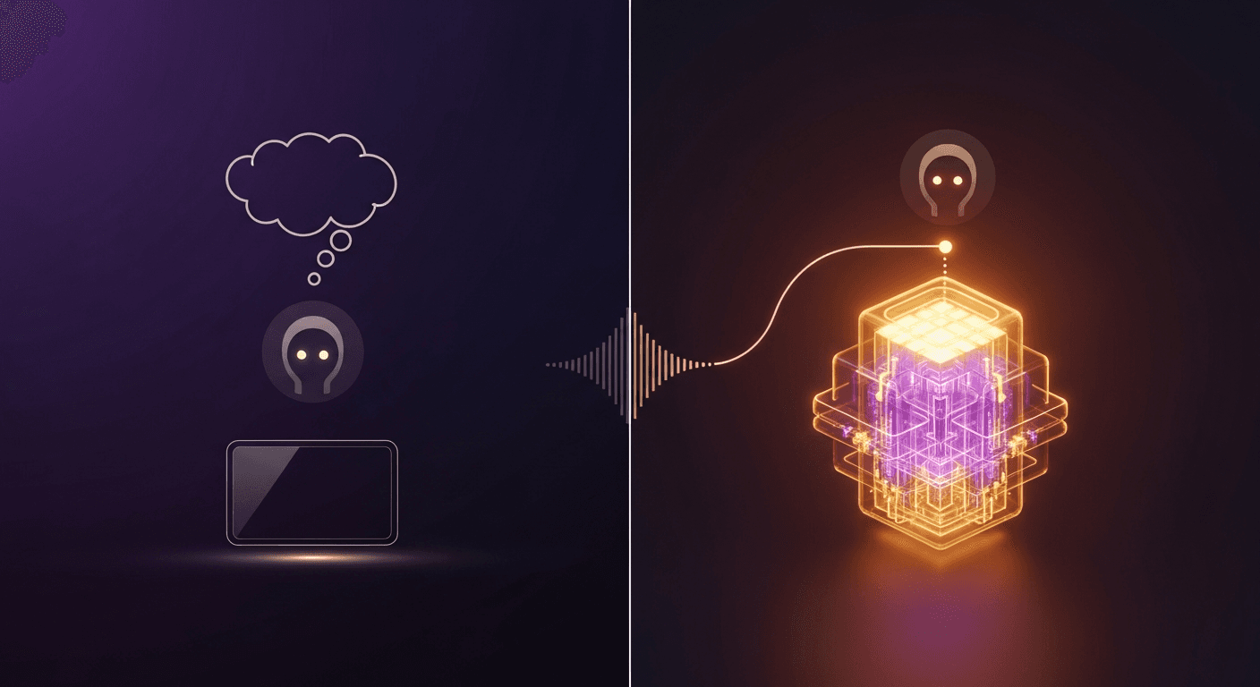 Red de neuronas artificiales representando memoria persistente en agentes de IA
